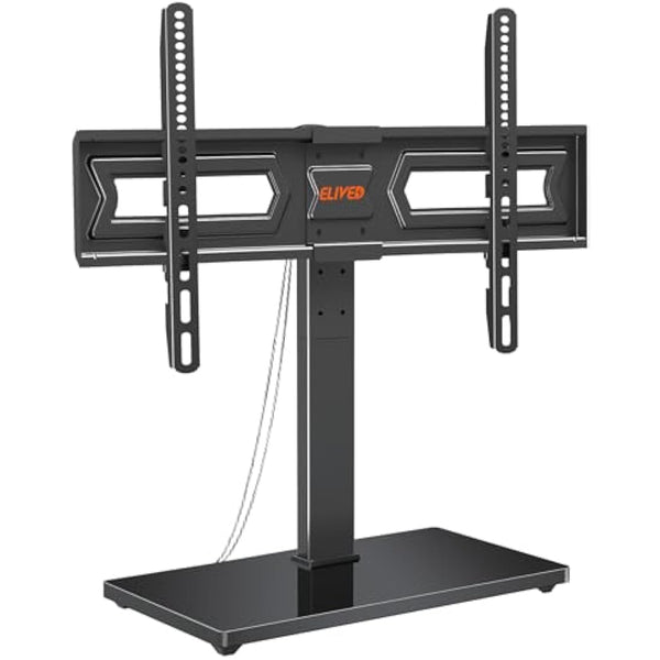 ELIVED Swivel Table Top TV Stand for most 37"-70" TVs with Max VESA 600x400mm up to 40KG, Height Adjustable TV stand for Plasma, LCD, LED, OLED Flat/Curved TVs, Universal Table Top TV Stand EV017