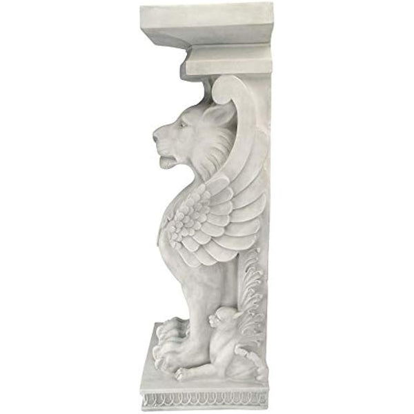 Design Toscano JE122391 Trapezophoron Winged Lion Pedestal Column Plant Stand, Polyresin, Antique Stone, 78.5 cm