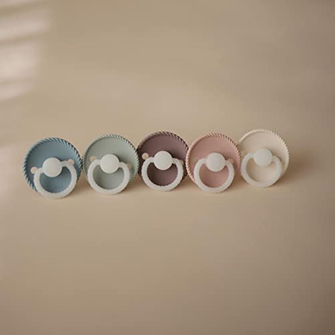 FRIGG Rope Night Latex Pacifier Pack of 2 | Natural Rubber Soother Dummy | Glow | BPA-Free | Made in Denmark | Symmetrical Cherry Shaped Nipple (Stone Blue Night/Sage Night, Size 1 (0-6 Months))