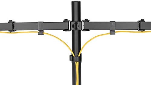 Amer Dual Monitor Stand Free-Standing Dual Monitor Arm for monitor mount 2 Screens up to 32 inches Heavy-Duty Fully Adjustable Arms Double Monitor Stand with Max VESA 100x100mm - Black