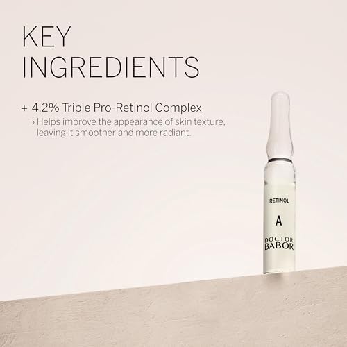 DOCTOR BABOR Renewal Ampoules, Serum Concentrate for Face, with Anti-Ageing Effect, Finer and Smoother Skin, Encapsulated Retinol with Bakuchiol and Tripeptide, Vegan Formula, 7 x 2 ml