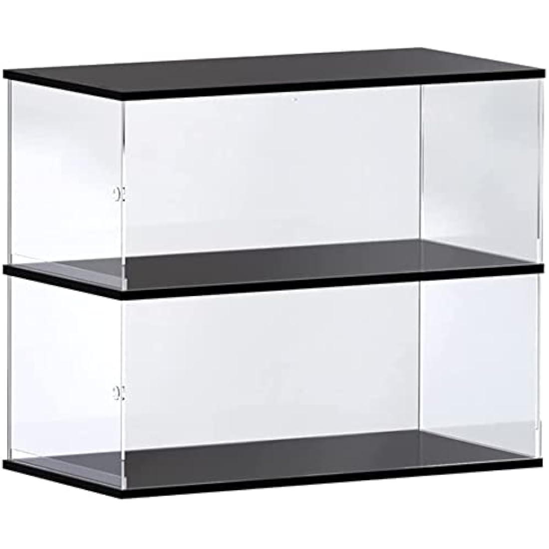 Nynelly 2 Shelf Acrylic Display Case for Lego Cars (Porsche 911, McLaren P1, Ferrari SP3, Bugatti Chiron, Lamborghini), 1/8 Diecast Model Cars - Assemble Dustproof Display Box with Door(Black)