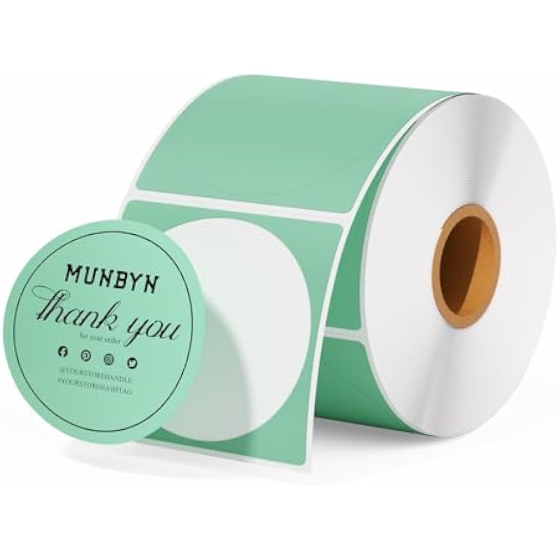 MUNBYN 50x50mm Green Circle Thermal Sticker Labels, Self-Adhesive Round Direct Thermal Labels, Multi-Purpose Roll Sticker for DIY Logo Design, QR Code, Name Tag, Inventory-750 Sheet/1 Roll