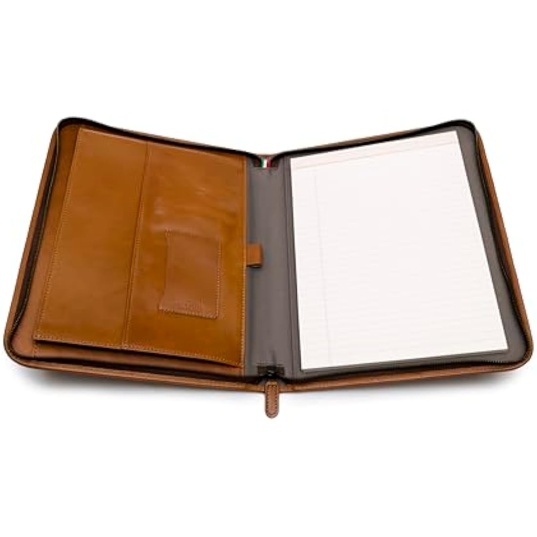 Maruse Luxury Leather Portfolio – Zip-Around Executive Folio & Organiser, Laptop & iPad Sleeve – Handmade in Italy, Cognac