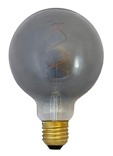 greenandco E27 G95 LED Vintage Filament Bulb Silver Grey 5W 200lm 1800K Extra Warm White 360 230V, no Flicker, not dimmable, 4-Pack