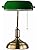 HJXDtech Vintage Desk Lamp/Table Light/Bedside Study Office Banker's Lamp with Green Glass Shade,Brass Base and Pull Switch