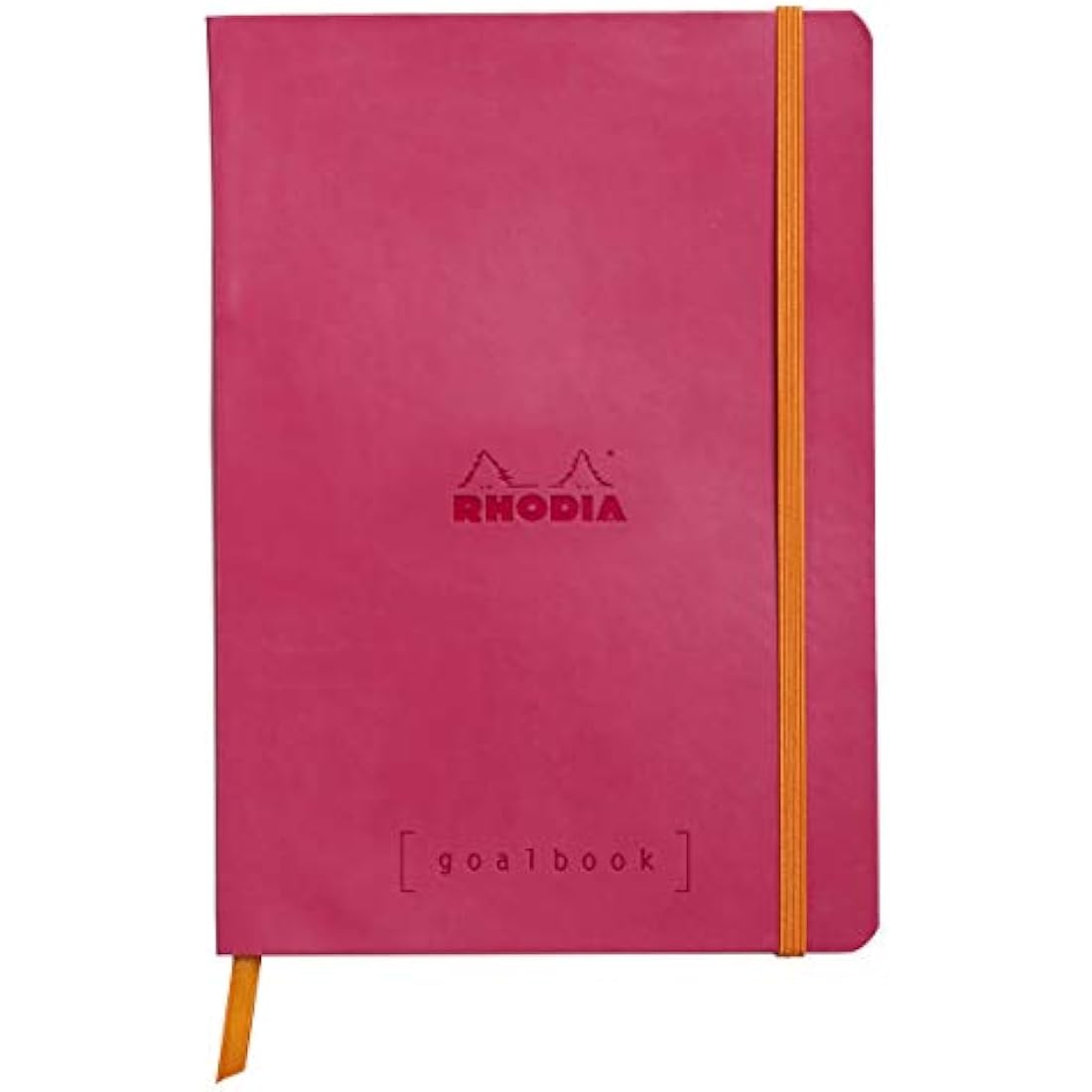 RHODIA 117752C - Soft Notebook Bullet Journal Goalbook Raspberry - A5 - Dotted Dot - 240 pages - 90g Ivory Clairefontaine Paper - 2 Ribbons, Elastic Closure - Faux Leather Cover