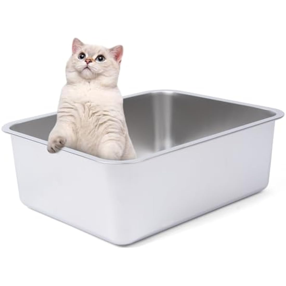 Dimaka Cat Litter Tray, Rabbit Litter Tray, Stainless Steel Cat Litter Box,Non Stick Metal Pan, Easy to Clean, Non Odor, Safe and Durable