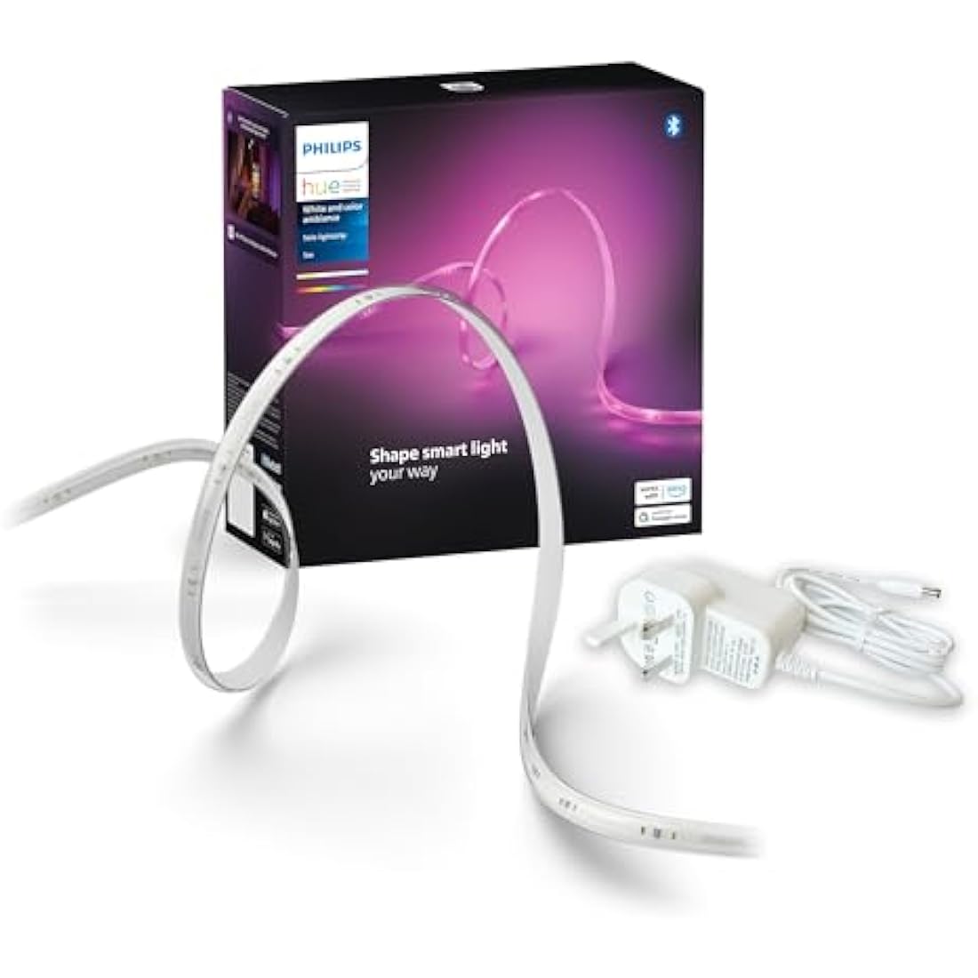 Philips Hue Indoor 5-Meter Smart LED Solo Lightstrip Base Kit (Pack of 1), LED Lights Controlled with Hue App, Smart Lighting Works with Alexa, Google Assistant and Apple HomeKit, Plug Type G