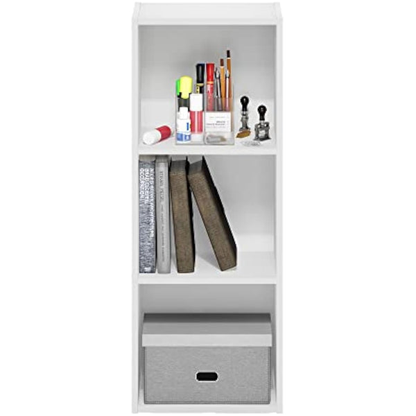 Furinno Pasir 3-Tier No Tool Assembly Open Shelf Bookcase, White