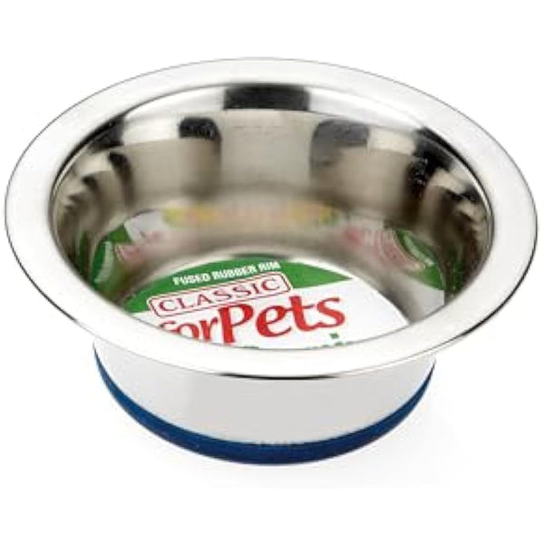 Classic Pet Products Non-Slip Stainless Steel Dish (400 ml - 135 mm, 5.25 inch Diameter Dog Bowl)