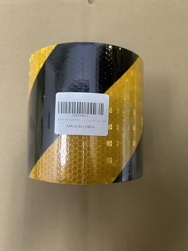 XFXIA Reflective Tape - Yellow & Black, 10cm x 20m, Waterproof, Self-Adhesive Warning Tape for Vehicles, Cars, Trailers, Outdoors
