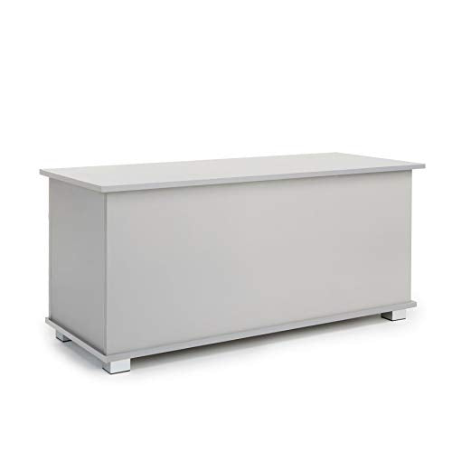 Home Source Ottoman Storage Chest Grey Toy Chest Bedding or Blanket Box Large Wooden (Grey)