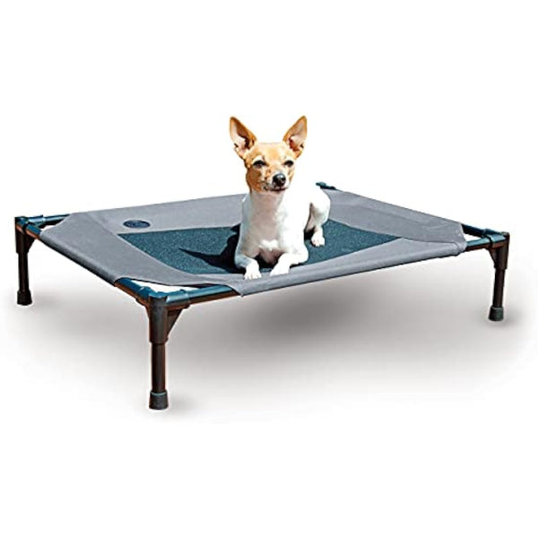 K&H Pet Products Cooling Elevated Dog Bed Outdoor Raised Cot with Washable Breathable Mesh, No-Slip Rubber Feet, Portable Cot Indoor Outdoor, Medium Grey/Black Mesh
