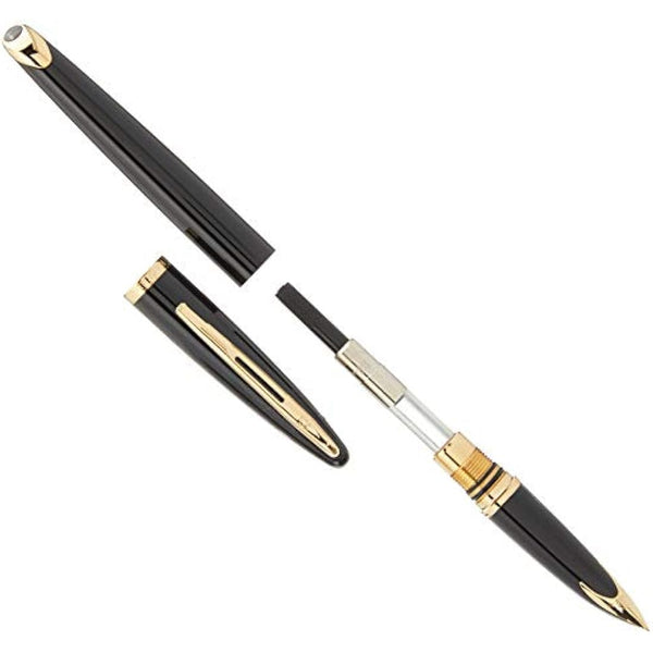 Waterman Carène Black Sea Fountain Pen | High-Gloss Black & 23k Gold Clip | Fine Nib with Blue Ink Cartridge | Gift Box