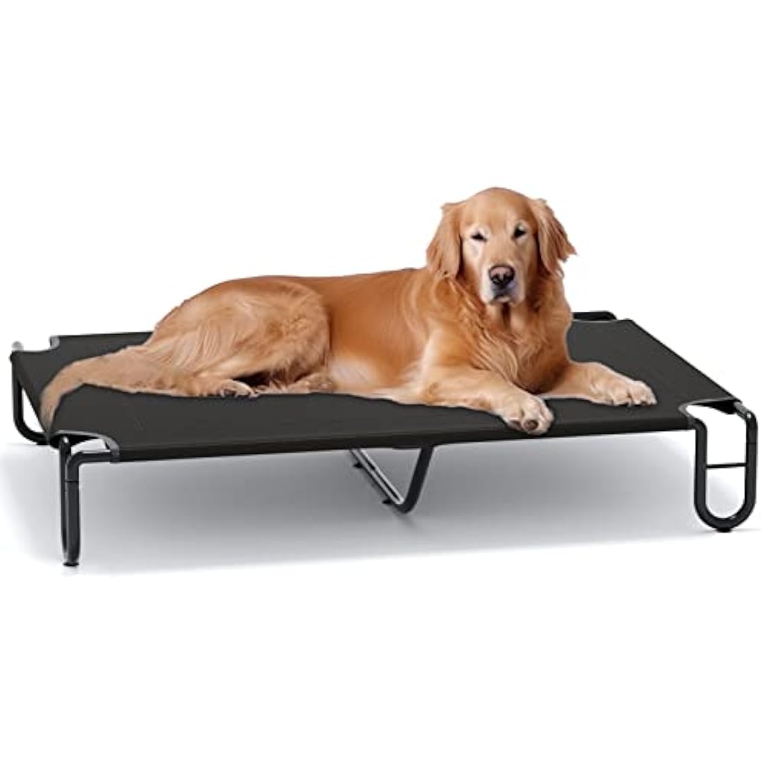 FAYDUDU Elevated Dog Bed Portable Raised Dog Beds with Washable Mesh Cooling Breathable Elevated Pet Bed Large for Indoor and Outdoor Use (XL, Black)