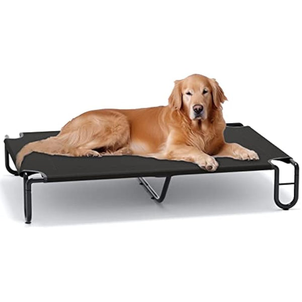 FAYDUDU Elevated Dog Bed Portable Raised Dog Beds with Washable Mesh Cooling Breathable Elevated Pet Bed Large for Indoor and Outdoor Use (XL, Black)