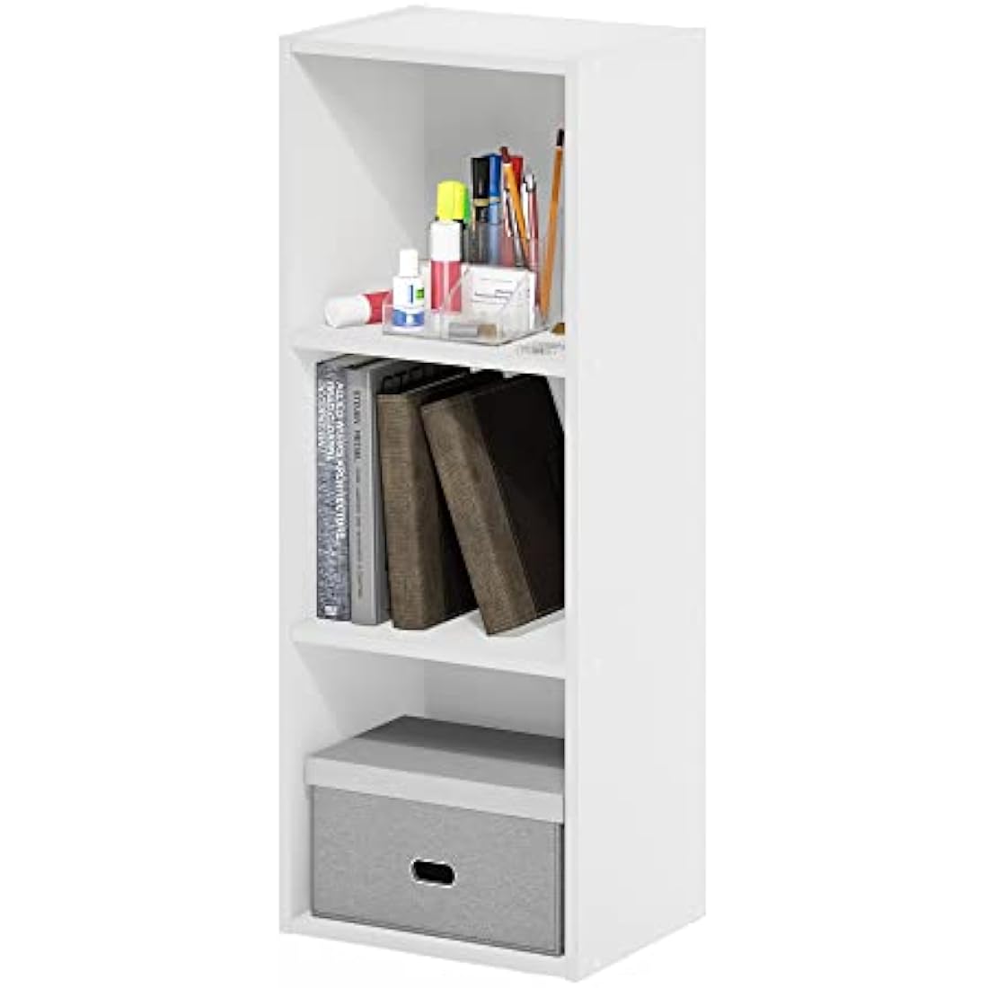 Furinno Pasir 3-Tier No Tool Assembly Open Shelf Bookcase, White