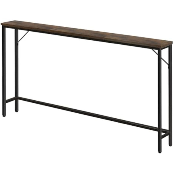 FURWOO Slim Console Table for Hallway Industrial Compact Display Table Sofa Table for Small Spaces(Rustic Brown)