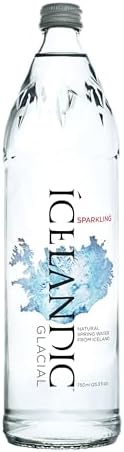 Icelandic Glacial Premium Sparkling Water 750ml Glass Bottles x 12 Per Pack – Alkaline/Low PH, Recycled Packaging, BPA Free, Carbon Neutral from Icelandic Spring. Low TDS and Mineral Content.