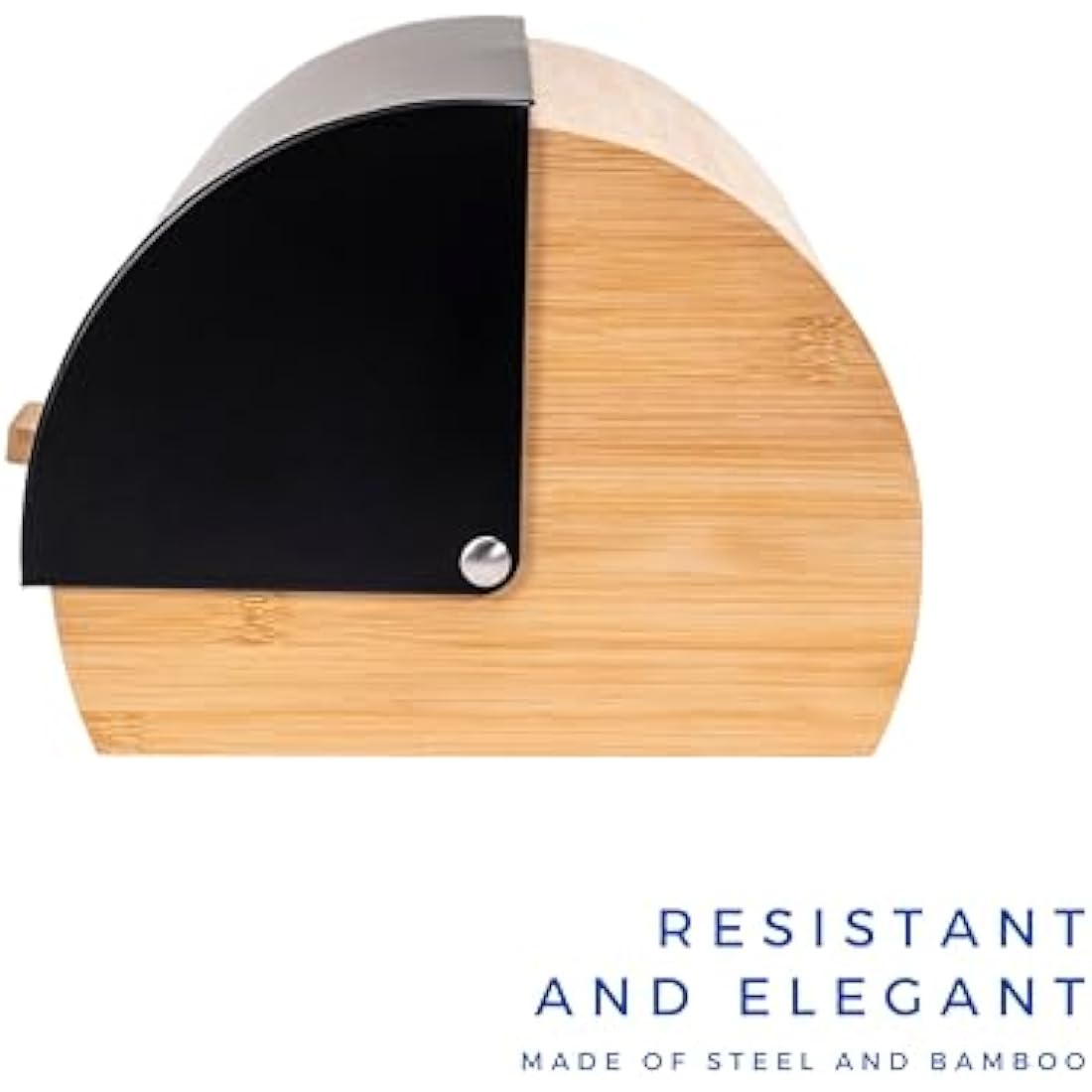 Erreke Black Bread Bin, Roll Top Bread Bins for Kitchen, Increase Freshness Time and Preserve Aroma of Fresh Pastries, Large Front Opening, Box Made Durable Steel and Bamboo, Matte Black