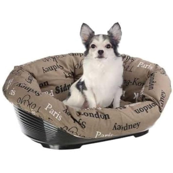 Ferplast Plastic Dog and Cat Bed with Padded Dog and Cat Cushion SOFA' Dog Bed with Padded Cushion, Washable, 64 x 48 x 25 cm
