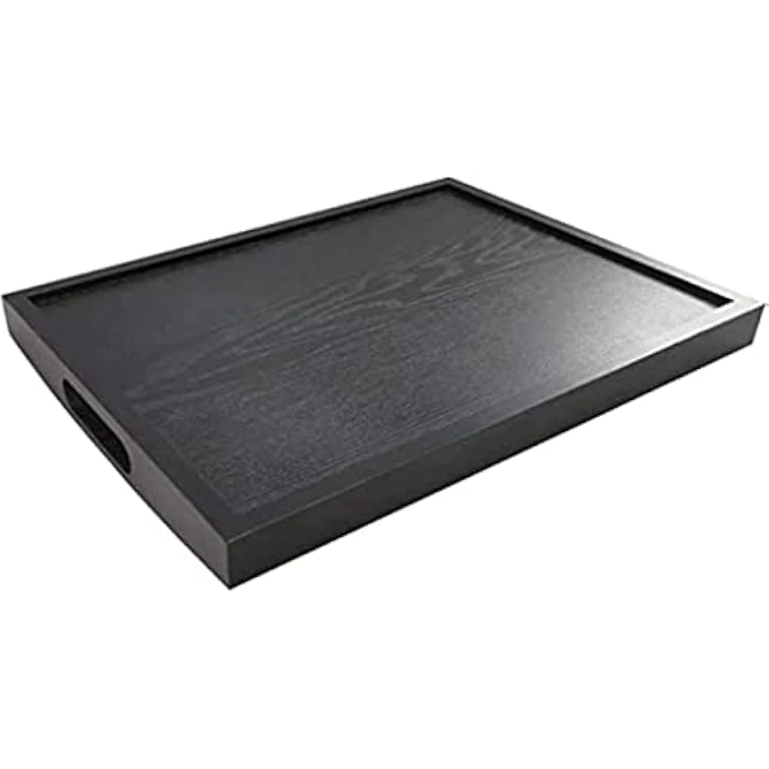 Dudoplatz Large Rectangular Wooden Serving Tray with Large Black Wooden Handle (45x35 cm)