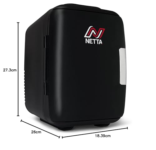 NETTA 5L Mini Fridge - Portable Small Fridge for Drinks, Snacks, Skincare - For Bedroom, Student Dormitory, Office With Cooling And Warming Function - AC/DC Portable – Black