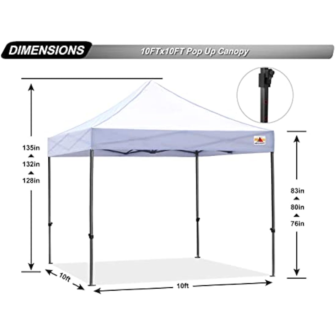 ABCCANOPY Pop Up Gazebo with Detachable Awning, Commercial Market stall, Bonus Upgraded Roller Bag, 4 Weight Bags, Stakes and Ropes