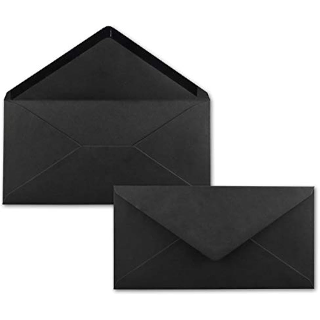 Gummed Envelopes | DL Format 110 x 220 mm | Completely Coloured Paper | Postal Envelopes Without Window | Ideal for Christmas, Greetings and Invitation Cards | FarbenFroh Series 150 Umschläge Black