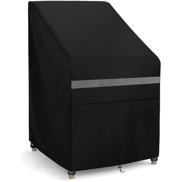 Dokon Garden Stacking Chair Covers Waterproof Garden Chair Cover Heavy Duty 420D Oxford Fabric Windproof Anti-UV Stackable Chair Cover with Air Vent, Patio Outdoor Chair Covers - 65x85x85/120cm