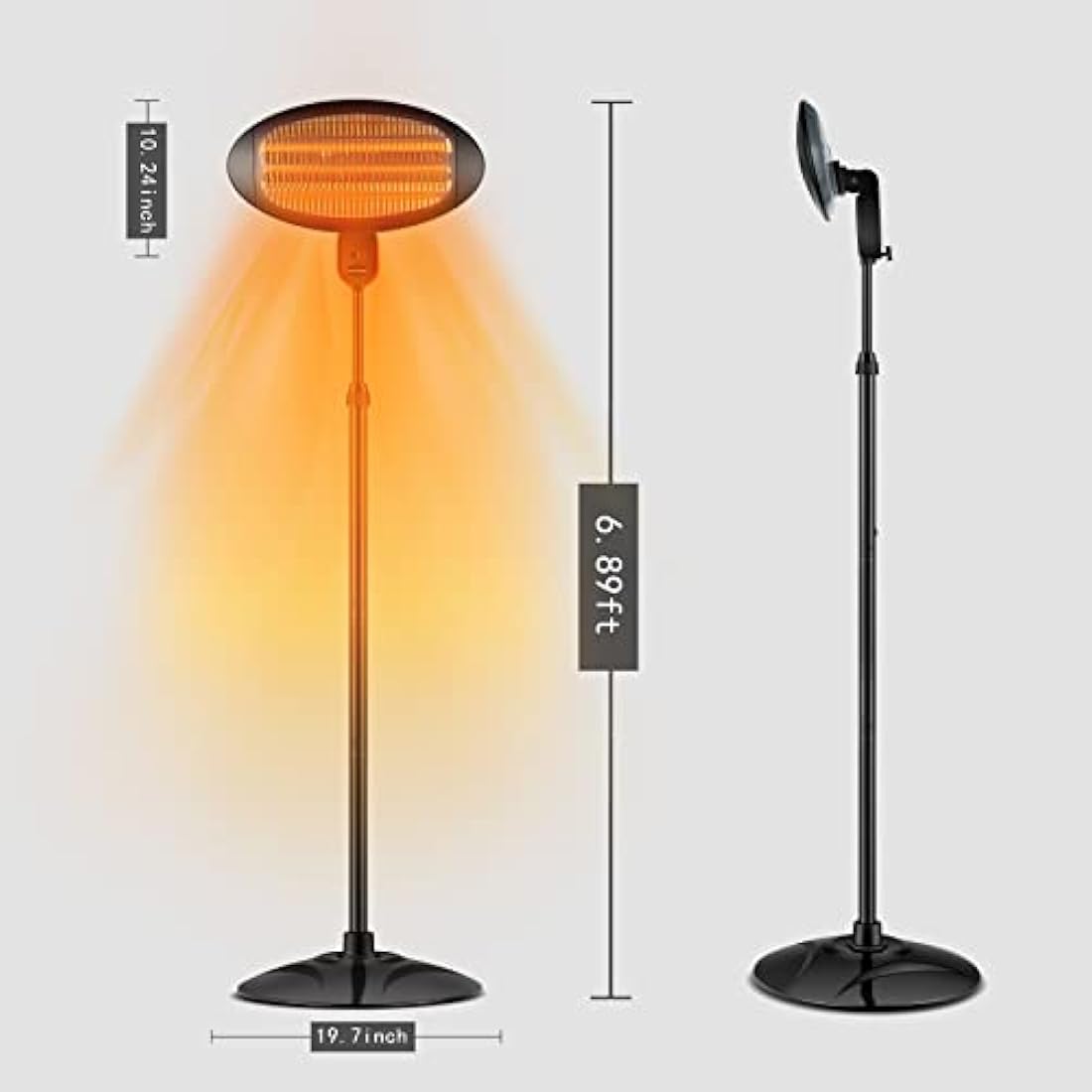 DONYER POWER Electric Quartz Patio Heater Garden Heater Waterproof Outdoor Free Standing 2000W