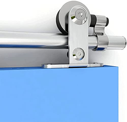 CCJH 200CM/6.6FT Stainless Steel Sliding Barn Door Hardware Kit Track Roller Closet Accessory for Single Door T Shape