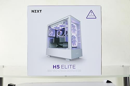NZXT H5 Flow RGB - Compact ATX Mid-Tower PC Gaming Case - High Airflow - F360 RGB Core (CV) Included - 360mm Front & 240mm Top Radiator Support - Cable Management - Tempered Glass - White