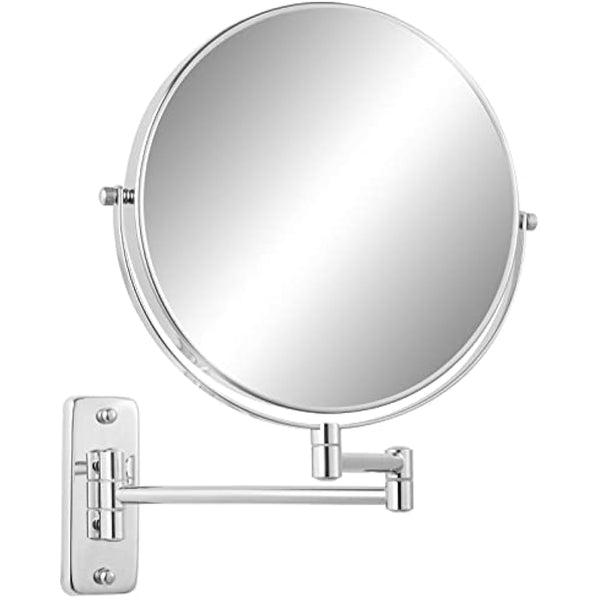 FFowcye 9" Wall Mounted Makeup Mirror, 1x/7x Magnifying Shaving Mirror, Double Sided Bathroom Shower Mirror with Extendable Arm, 360° Swivel for Precise Makeup & Vanity, Chrome Finish (No Light)