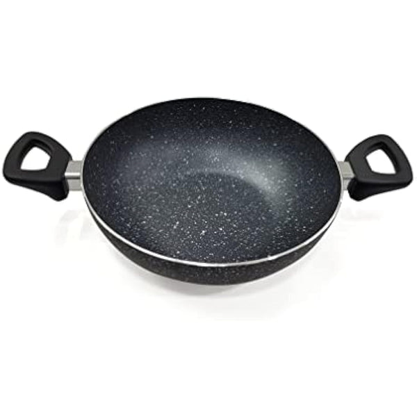 Ignite Cookware 26cm Marble Non-Stick Wok | Stir-Fry Pan with Glass Lid | Kadai | PFOA Free Non Stick for Healthy Cooking | Suitable for All Hobs Including Induction