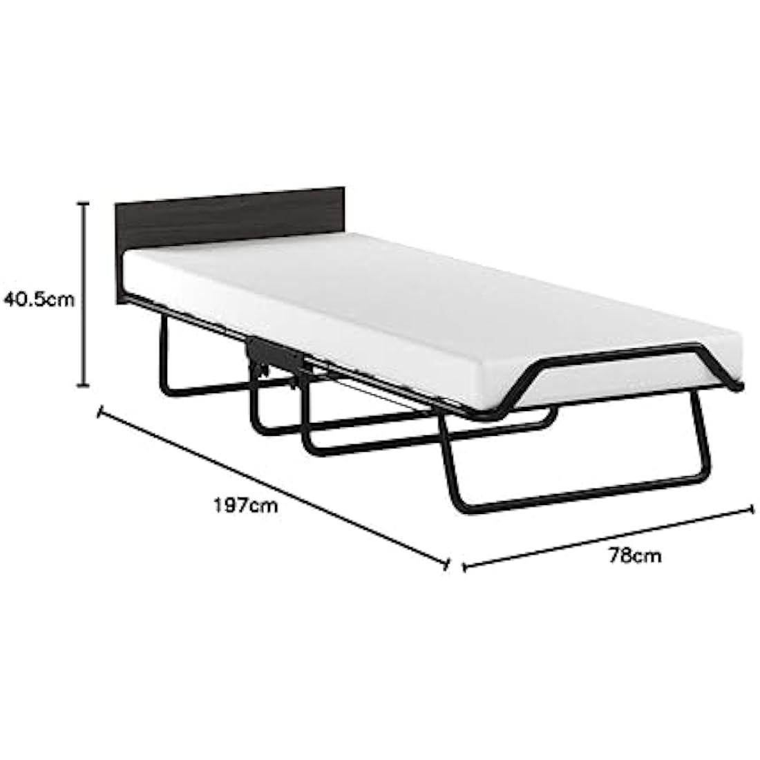 Jay-Be Visitor Contract Folding Bed with Performance e-Fibre Mattress and Automatic Folding Legs, Compact, Single, Black