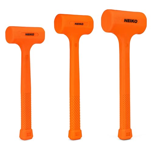 Neiko 02847A 2 LB Dead Blow Hammer, Neon Orange I Unibody Molded | Checkered Grip | Spark and Rebound Resistant