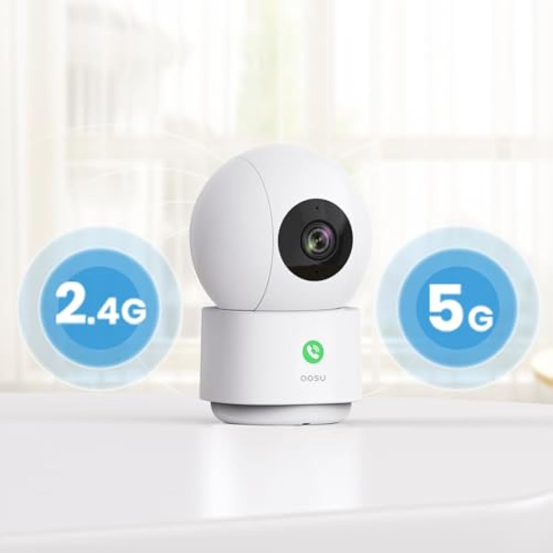 AOSU 2K WiFi Camera Indoor - Nanny Cam for Baby Room & Home, Plug-in, App Control, Pet Dog Monitoring, Motion Tracking, 360°View, 24/7 Recording, One-Touch Call, Two Way Audio