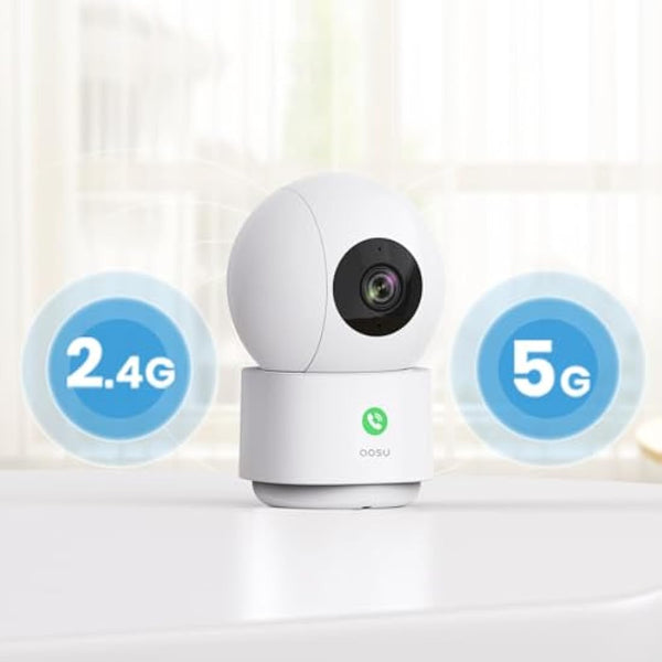 AOSU 2K WiFi Camera Indoor - Nanny Cam for Baby Room & Home, Plug-in, App Control, Pet Dog Monitoring, Motion Tracking, 360°View, 24/7 Recording, One-Touch Call, Two Way Audio