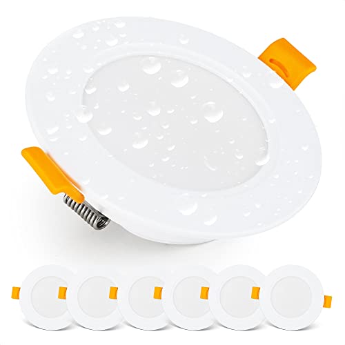 EMOS LED Downlights for Ceiling, 5W/500 Lumens, Neutral White 4000K | IP54 Waterproof LED Spot Lights for Bathroom etc. | Set of 6 Recessed LED