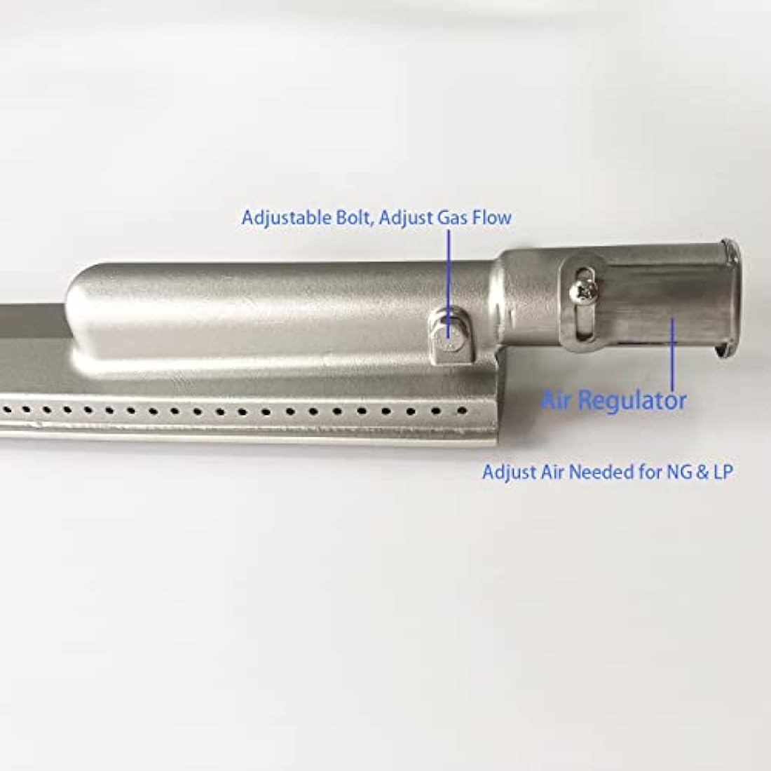 GRILLJOB 4 Pack Heavy Duty Cast Stainless Steel Grill Burner for Bull, Grill Replacement Parts for Bull, Cal Flame, Lion, Blaze, Turbo, Beefeater, Thermos, Char Broil, Jenn Air, Nexgrill