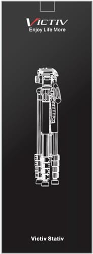 Victiv 72-inch Camera Tripod Aluminum Monopod T72 Max. Height 182cm- Lightweight and Compact for Travel with 3-way Swivel Head and 2 Quick Release Plates for DSLR Video Shooting - Black