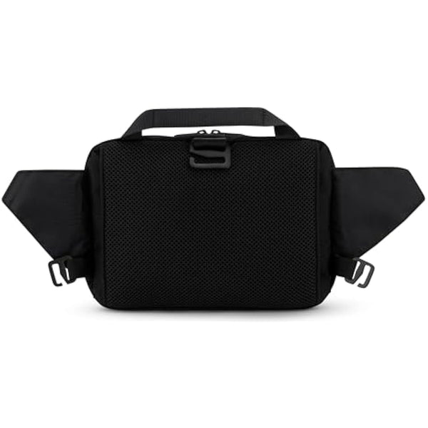 Johnny Urban Bum Bag Black - Travis - Large Waist Bag for Travel Hiking Outdoor - Breathable Airmesh & Adjustable Strap - Many Pockets with Zippers - Accessory Add On for Backpack