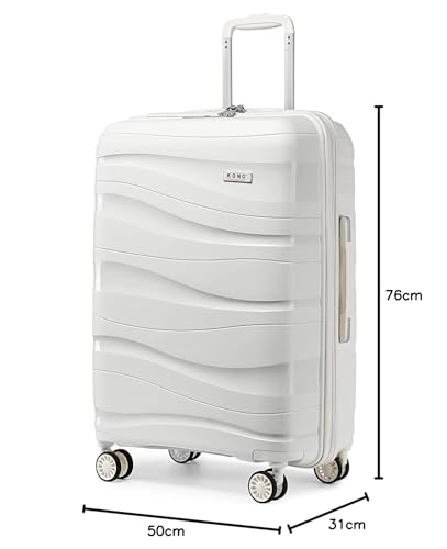 Kono Luggage Sets of 2 Piece Lightweight Polypropylene Hard Shell Suitcase with TSA Lock Spinner Wheels Travel Carry On Hand Cabin Luggage with Beauty Case (Set of 2, Black)