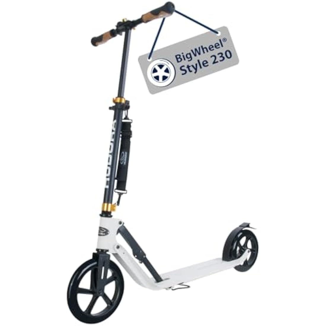 HUDORA BigWheel Style 230 Scooter I Stabiler Aluminium-Roller mit großer Trittfläche I Höhenverstellbarer & zusammenklappbarer Cityroller für bis zu 120kg I Tretroller für Jugendliche & Erwachsene