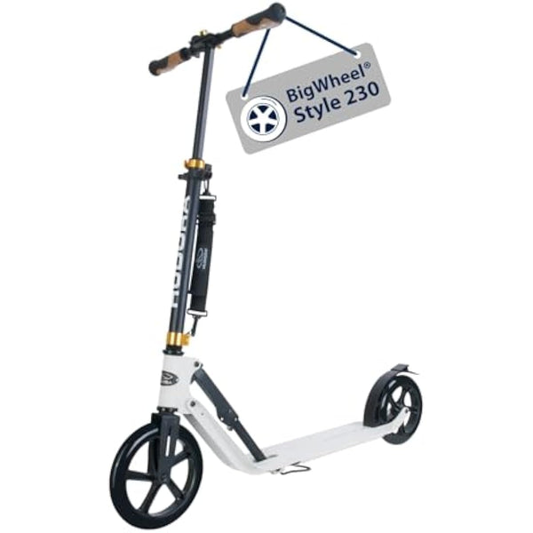 HUDORA BigWheel Style 230 Scooter I Stabiler Aluminium-Roller mit großer Trittfläche I Höhenverstellbarer & zusammenklappbarer Cityroller für bis zu 120kg I Tretroller für Jugendliche & Erwachsene