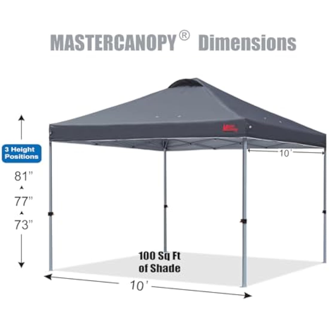 MASTERCANOPY Durable Ez Pop-up Gazebo Tent with Roller Bag (3x3M,Dark Grey)