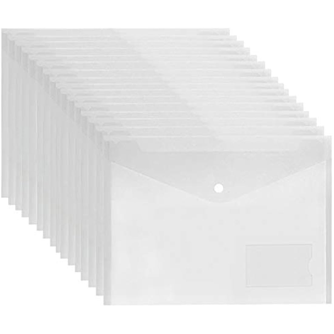 Clear Plastic Wallets A4-30 Pack Plastic Folders Document Wallet Files Popper Wallets with Pocket