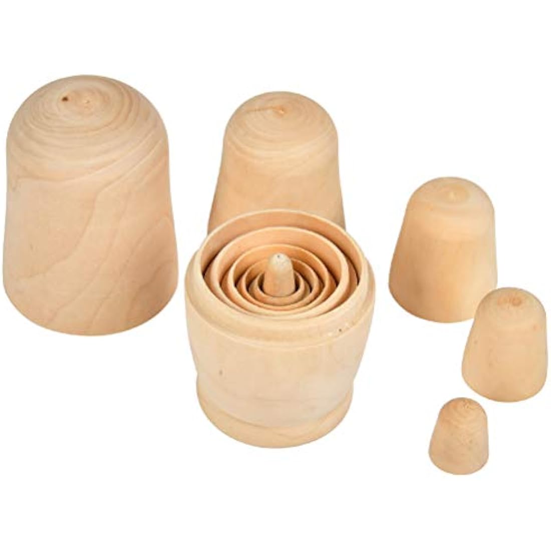 FOCCTS Wooden Nesting Dolls, Unpainted Russian Dolls, Set of 6 Russian Matryoshka Stacking Dolls Boys girls Toy Gift Decorations
